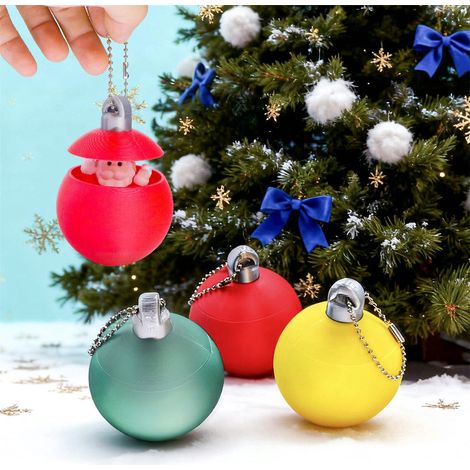 Boule De Décoration De Noël - En Plastique Incassable Avec Paillettes - 3,03 x 2,4 Pouces - Vert Et Couleurs Festives Assorties - Avec Anneau De Suspension - Lot De 20