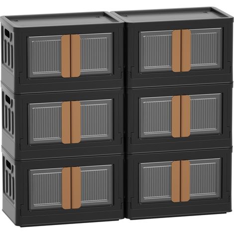 Haixin Aufbewahrungsbox aus Kunststoff, 32 l, 6er-Pack, Schwarz (1/5)