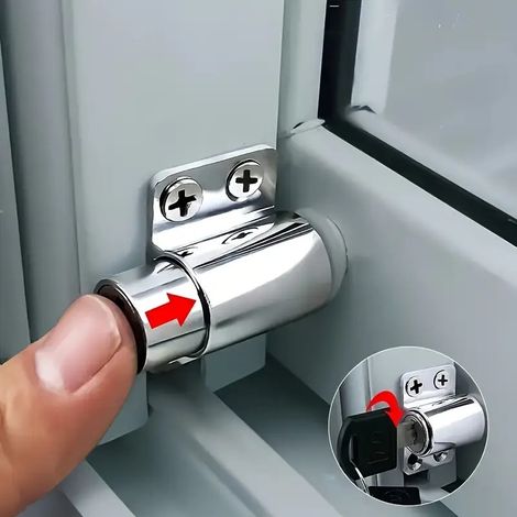 Set de serrures antivol pour porte et fenêtre coulissantes (9 pièces), serrure à clé anti-effraction avec butée de limite, installation rapide sans perçage pour la sécurité de la maison, du bureau et (1/3)