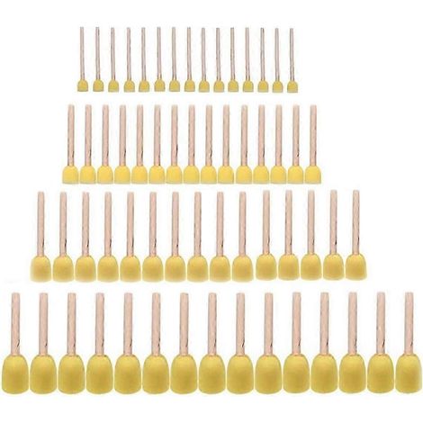 Ensemble de 60 pinceaux ronds en mousse pour peinture, idéal pour les activités manuelles des enfants. (1/5)