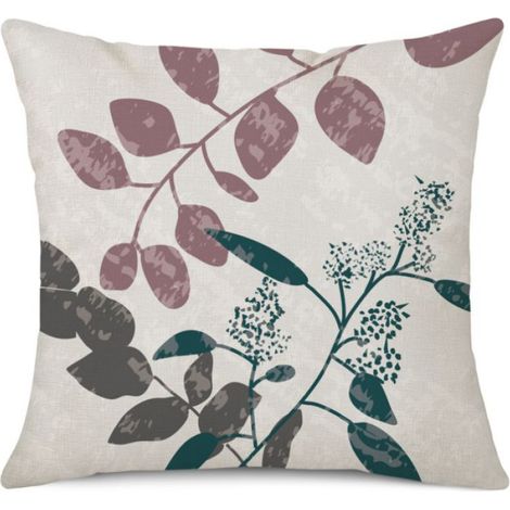 Housse De Coussin - 45x45cm - Imprimé Feuilles Ovales Fines Et Rondes - Pour Canapé Terrasse Intérieur - Lot De 4 (1/5)
