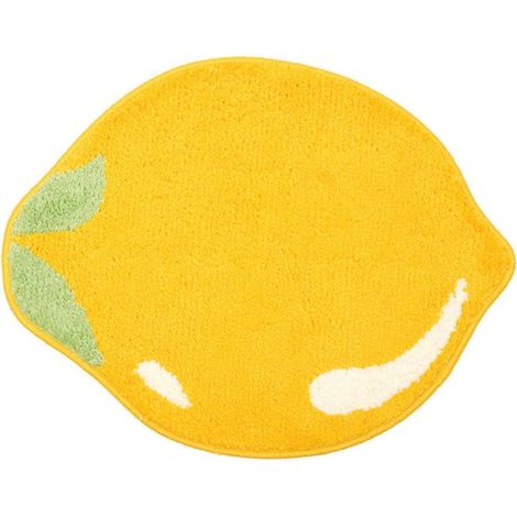 Alfombrilla de baño con forma de limón, alfombrilla antideslizante con forma de fruta, alfombrilla de cocina amarilla con forma de limón, decoración de baño, alfombrilla divertida para niños (1/4)