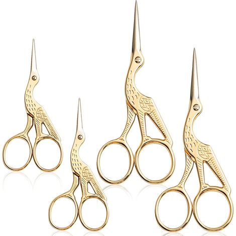 Ciseaux à Broder à Coudre pour Petite Grue Style Vintagepour Broderie Aiguille Couture 11.5cm 9.5cm lot de 4 Acier Inoxydable Or (1/5)