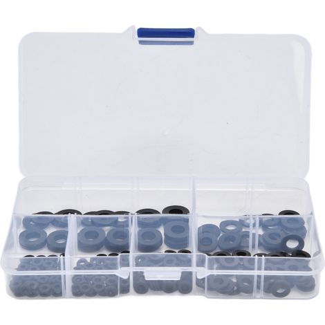 Kit d'assortiment de 250 rondelles plates noires en nylon pour joints d'étanchéité domestiques M2-M6