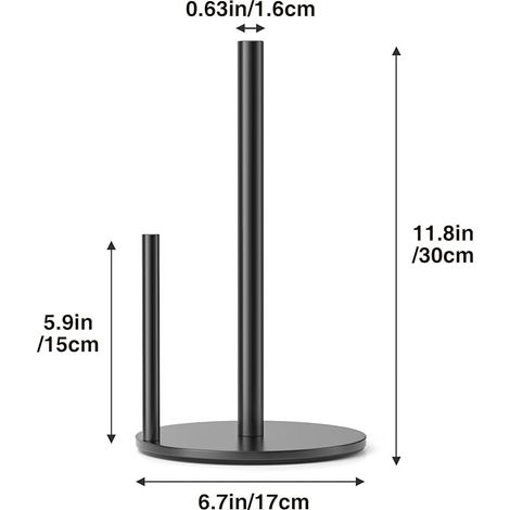 Soporte para rollos de cocina de acero inoxidable negro de alta calidad, organizador de encimera con base pesada
