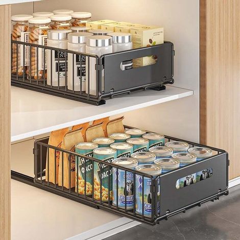 Sliding cabinet organizer. Sliding cabinet organizer. Sliding rack for spice drawer organizer (2 pcs. small size) (1/5)