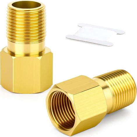 2pcs Brass Pipe Fitting Female to Male Thread 3/8" BSP Extension Adapter for Straight Fitting 35mm Long Drainage Reducer Connector (1/5)