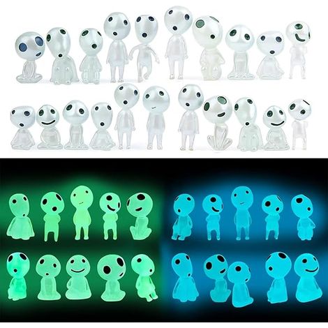 Lumineux Arbre Elfes, 20 Pièces Princesse Mononoke Figurine Arbre Elfes Figurines Fantômes Lumineuses Résine Princesse Mononoke Ornement Paysage, pour Les DéCorations de Maison et du Jardin