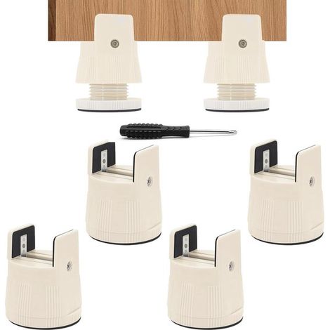 Elevadores ajustables para muebles, camas y sillas, de 6 a 8 cm, aptos para patas redondas y cuadradas, incluye destornillador (1/5)