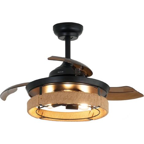 Cecotec Ventilador de Techo con Luz EnergySilence Aero 3600 Invisible Natural Design, Motor DC 25W, Luz LED
