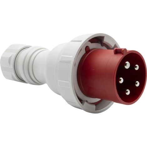 Prise électrique industrielle CEE à 5 pôles pour usage extérieur, prise électrique mâle CEE 400 V/63 A, connexion vissable, utilisation en plein air, chantiers, industrie, camping, IP67, (1/4)