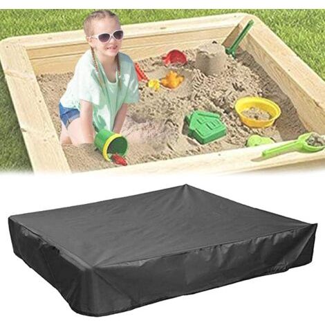 Couverture de bac à sable aveCordon de serrage, auvent carré de protection contre la poussière, bac à sable de plage,Couverture de piscine imperméable à l'eau verte (78,74 "x 78,74", noir) (1/5)