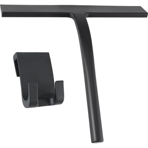 Ensemble de raclettes de douche, 23 cm, raclette en silicone pour vitres de salle de bain, raclette pour vitres, noir