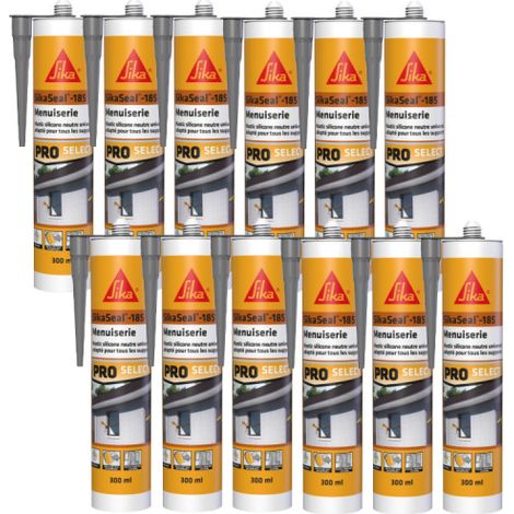 Paquete de 12 selladores de silicona para carpintería SIKA Sikaseal-185 - Gris - 300ml (1/2)