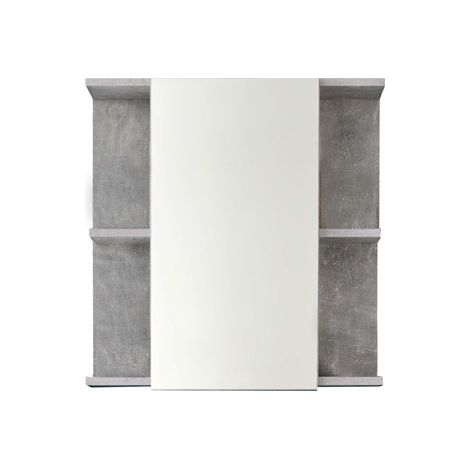 Armoire de toilette 1 porte mélaminé blanc et gris avec miroir Lenny (1/5)