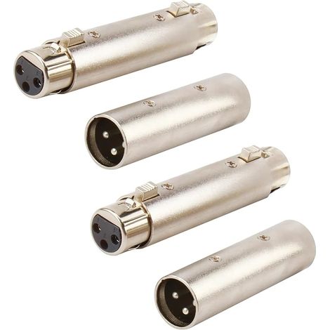 Lot de 4 Adaptateur de Changeur de Genre XLR vers XLR, 3 Broches Coupleur de Connecteur 2 Mâle à Mâle 2 Femelle à Femelle Compatible avec Microphone Mélangeur Amplificateur
