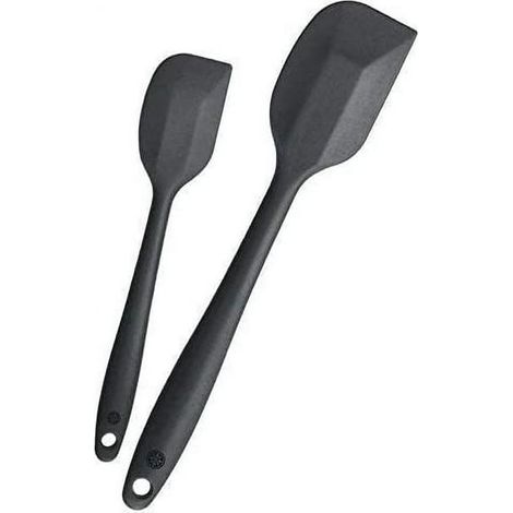 (Noir - Lot de 2) Spatules de cuisine en silicone, grande et petite spatule à beurre, spatule à gâteau, mini spatule délicate (1/5)