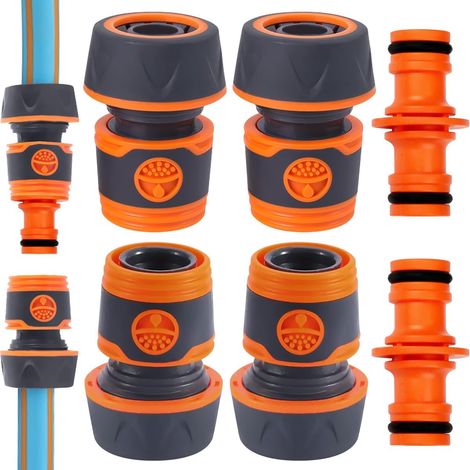 4 Pièces Embout Tuyau Arrosage,Raccord D'arrosage 19mm (3/4"),Extension rapide du tuyau,avec Accessoires de Raccord,pour raccordement Tuyau,convient pour jardin et lavage voiture A - (1/5)