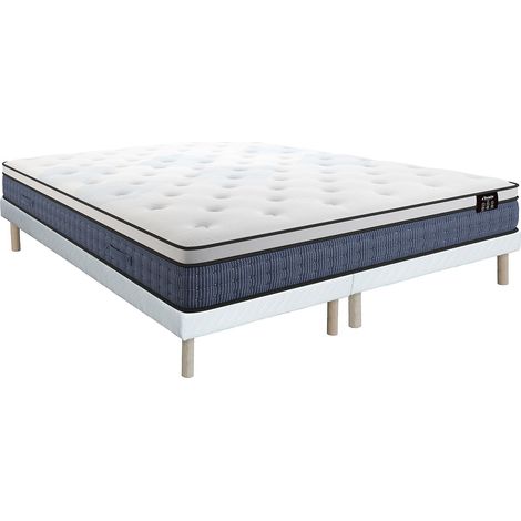 Ensemble 180 x 200 cm sommier tapissier + matelas ressorts ensachés 7 zones et accueil gel à mémoire de forme ép.23cm - VARNO de YSMÉE (1/5)