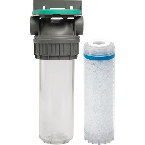 Filtre à eau simple 9' 3/4 3P + cartouche anti-calcaire filtration sous évier - connexion 1'