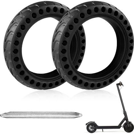 lot de 2 pneus pleins 8,5 pouces, roues de rechange double épaisseur, accessoire avec 1 levier de montage, caoutchouc renforcé pour trottinette m365 (1/5)