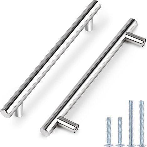 Möbelgriffleiste für Schubladen, Stahl, 256 mm, 5 Stück, silberfarben
