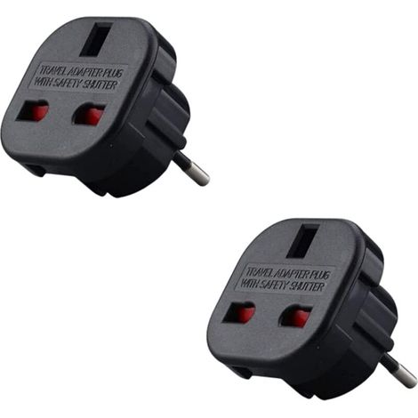 Lot de 2 adaptateurs prise anglaise vers France   Type G vers Type C   Léger et compact   Protection contre surtensions