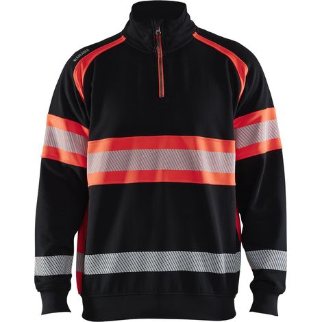 Sweat de travail haute visibilité 3553 - Noir/Rouge fluo 4XL