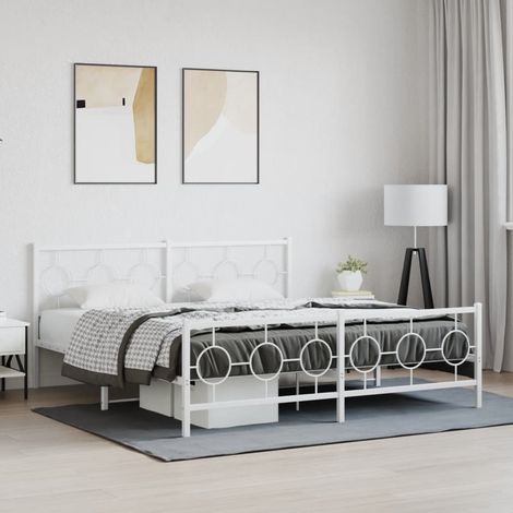 vidaXL Giroletto con Testiera e Pediera Metallo Bianco 180x200 cm