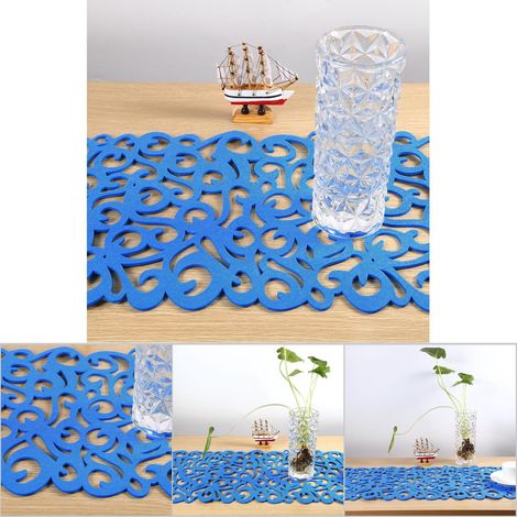 Nappe rectangulaire en feutre, chemin de table, sets de table, décoration intérieure (bleu clair) (1/5)