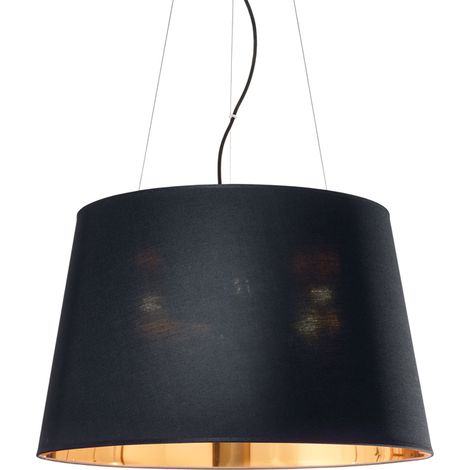 Sospensione Industrial-Minimal Nordik Tessuto Nero 6 Luci E27 (1/3)