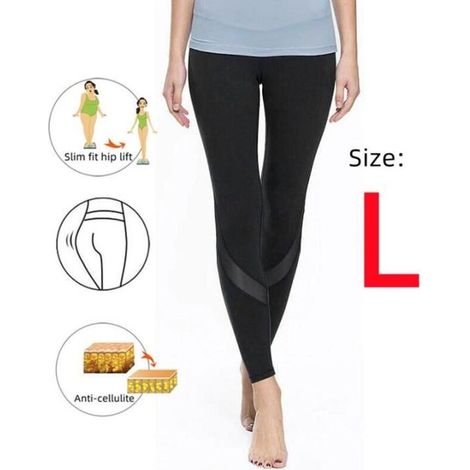 Pantalon de Sudation Femme Legging,Legging de Sport en Maille,Legging Push Up Taille Haute,Minceur Transpiration Sauna Pants,Noir,L (1/4)