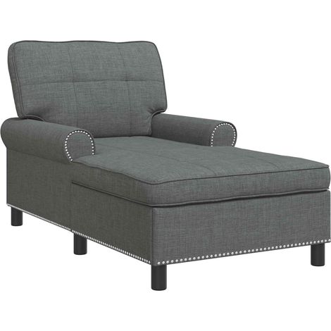 Chaise Lounge with Cushion Dark Grey 91 x 157 x 91 cm Fabric vidaXL