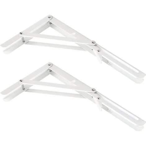 Support d'étagère pliable, support gain de place, charnière de table pliante murale, 20 cm, 2 pièces - Blanc (1/5)