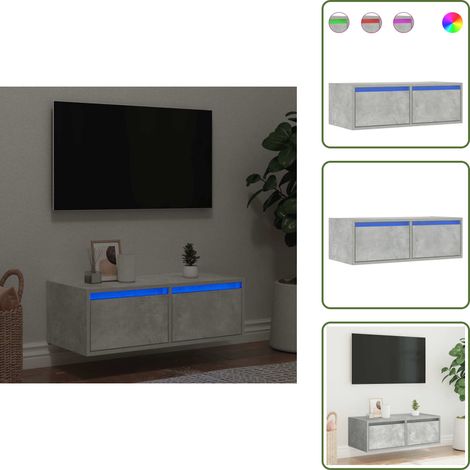 vidaXL TV-Schrank mit LED-Leuchten Betongrau 75x35,5x25 cm (1/5)