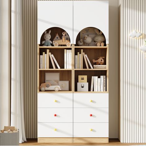 Librería con almacenaje 2 piezas 100x50x200 cm MDF blanco efecto madera - CHICFURN (1/5)