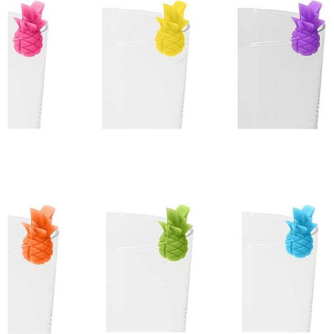 Set 6 marker Omini per bicchieri Ananas in silicone multicolor