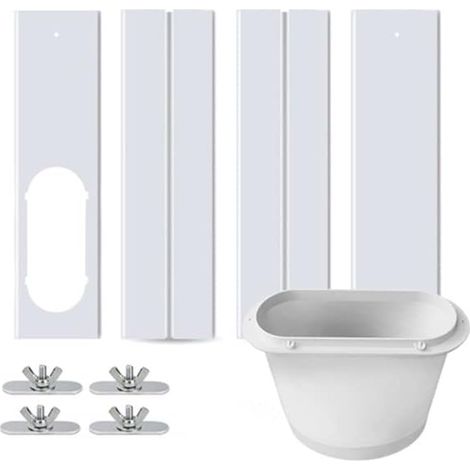 4pcs 1.4m Kit de Glissière de Fenêtre Réglable Plaque Climatiseur Pare-Vent pour Climatiseur Portable (1/2)