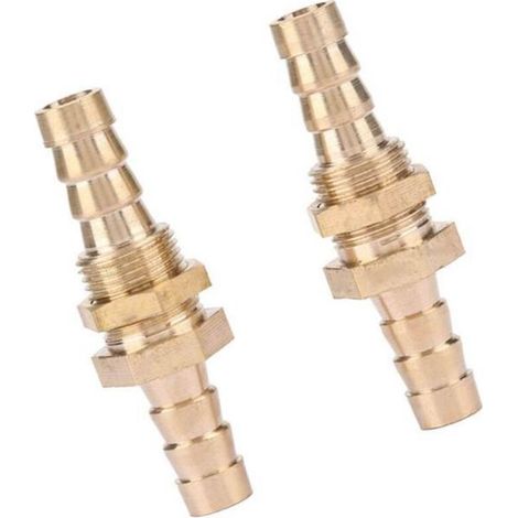 Raccord De Tuyauterie - Laiton - Embout Cannelé Pour Cloison - 6 mm - 2 Pièces (1/5)