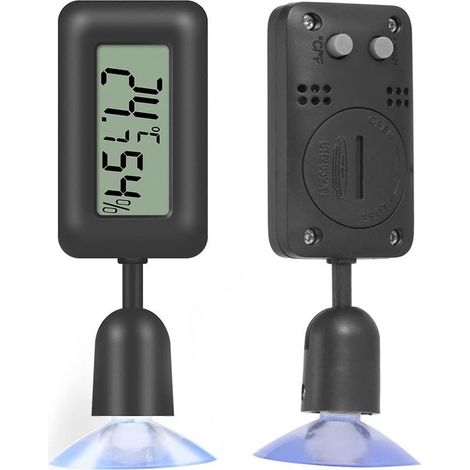 Hygromètre numérique LCD avec thermomètre et rétroéclairage pour vivarium, serre et incubateur à reptiles (noir) (1/5)
