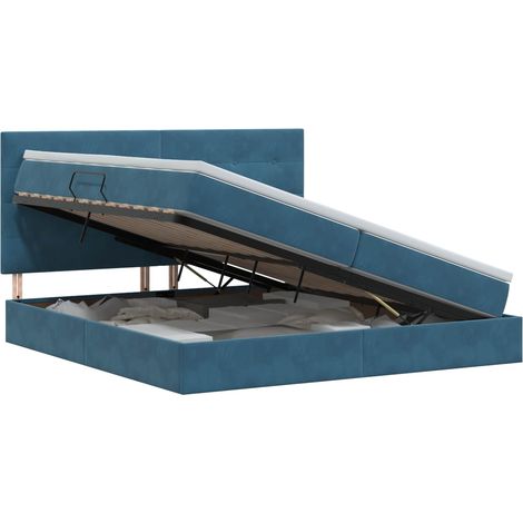 Maison Exclusive - Letto con contenitore e materasso Blu Scuro 200 x 200 cm (1/5)