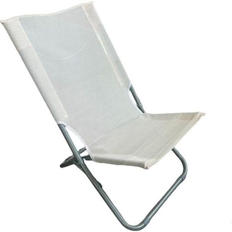 TRADE SHOP - Spiaggina In Textilene Crema Pieghevole Sedia Per Mare Campeggio 57x47x72cm 281051 - (1/3)