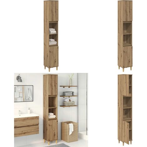 Armario de baño madera contrachapada roble artisan 30x30x190 cm - Armario de baño madera contrachapada - Armario de baño roble