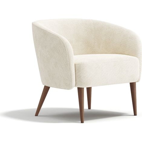 Fauteuil en velours bouclé crème (1/5)
