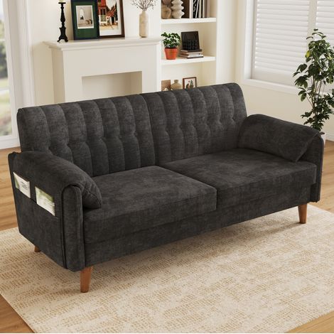 CHICFURN Sofá de 2 plazas 161,5 x 79 x 83,5 cm de chenilla gris oscuro para espacios pequeños (1/5)