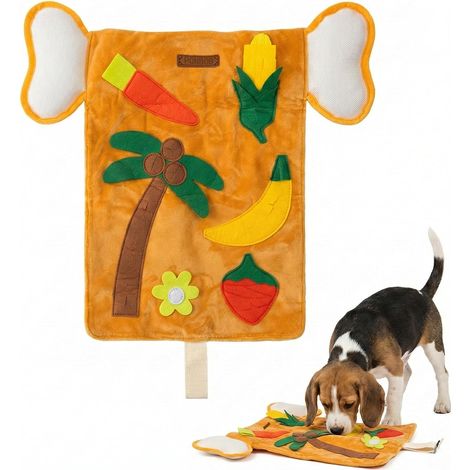 Tapis de fouille interactif pour chien, jouet distributeur de nourriture lente en forme d'oreille d'éléphant, avec décorations amovibles, idéal pour l'entraînement à la recherche de nourriture des pet (1/5)