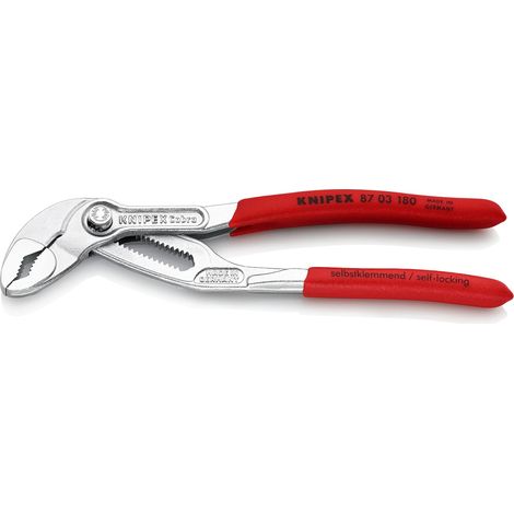 KNIPEX 87 03 180 Cobra® Pinza regolabile di nuova generazione per tubi e dadi Rivestita in plastica antiscivolo cromata 180 mm
