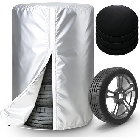 Sac de protection pour pneus de voiture avec 4 tapis en feutre, housse de protection de pneu de 17 à 22 pouces, housse de protection pour 4 pneus, protection solaire Oxford 210D, housse (1/5)