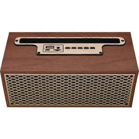Enceinte Bluetooth FM/AM vintage aspect bois avec caisson de basses sans fil, radio portable stéréo et support pour téléphone. (1/5)