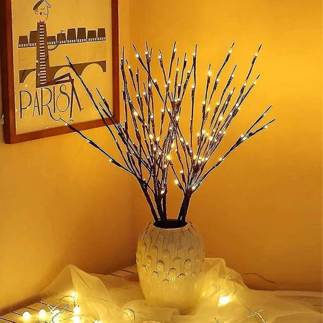 Lot de 3 guirlandes lumineuses LED en forme de branches, pour une utilisation intérieure ou extérieure, blanc chaud (1/4)